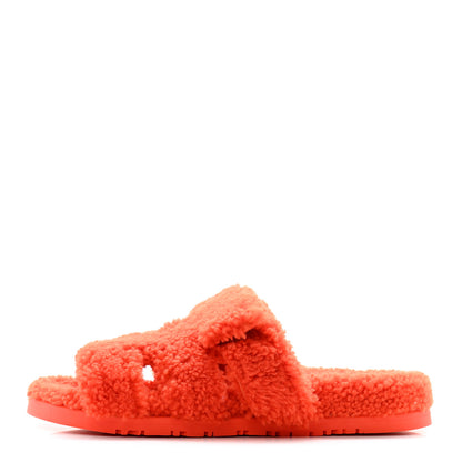 Hermes Woolskin Womens Chypre Sandals 38 Orange 1 of 11
