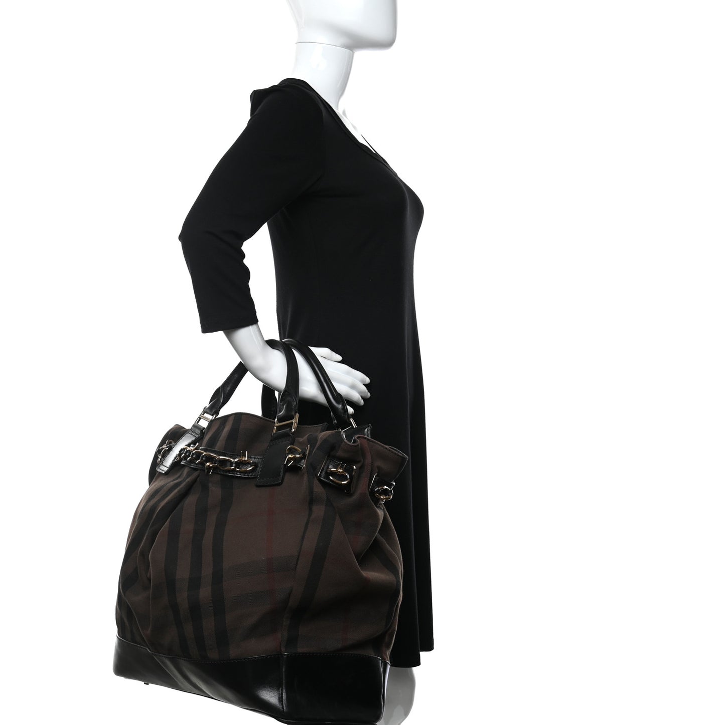 Smoked Check Chain Strap Hobo BLACK