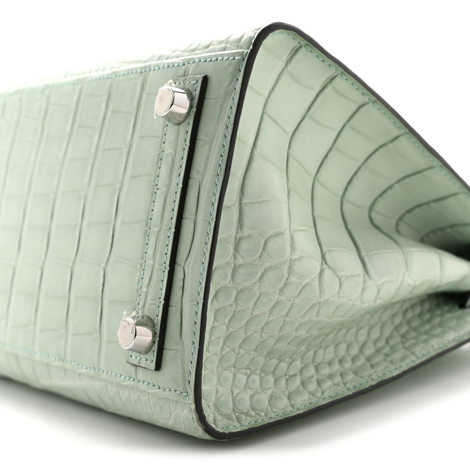 Hermes Matte Alligator Birkin Sellier 25 Vert D'eau 10 of 13