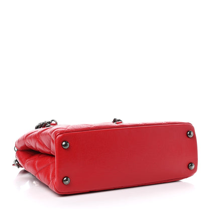 Chanel Shiny Sheepskin Quilted Small Shopping Tote Red 3 of 4