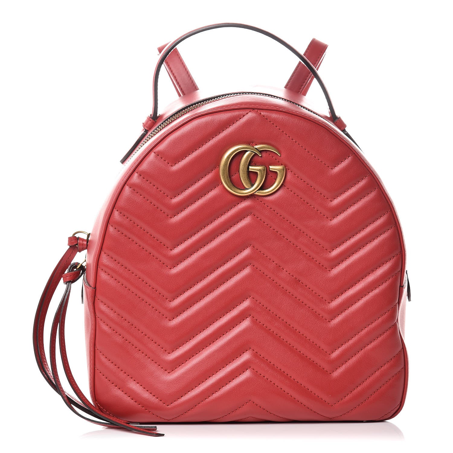 Gucci Calfskin Matelasse GG Marmont Dome Backpack Hibiscus Red 1 of 12