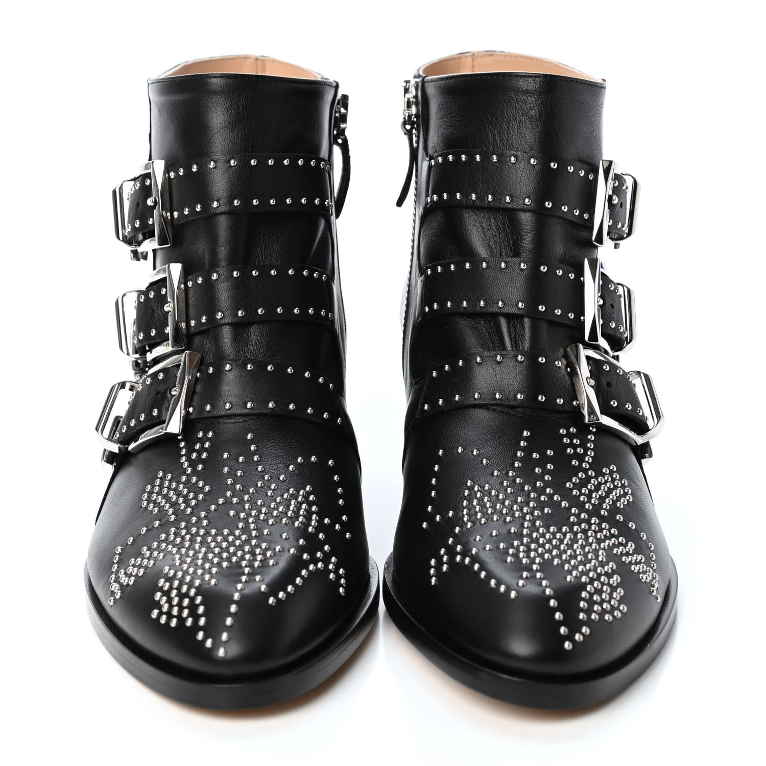Chloe Nappa Sheepskin Studded Susanna Ankle Boots 37.5 Black 2 of 4