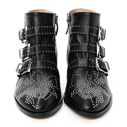 Chloe Nappa Sheepskin Studded Susanna Ankle Boots 37.5 Black 2 of 4