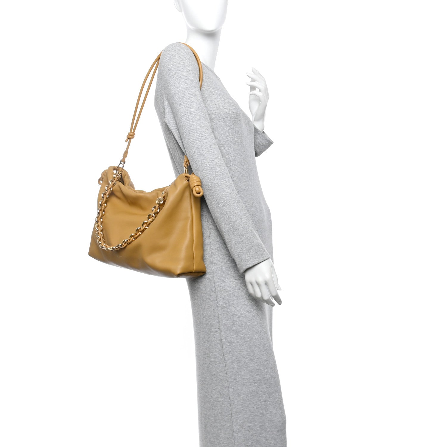 Loewe Mellow Nappa Donut Chain Large Flamenco Knot Clutch Sahara