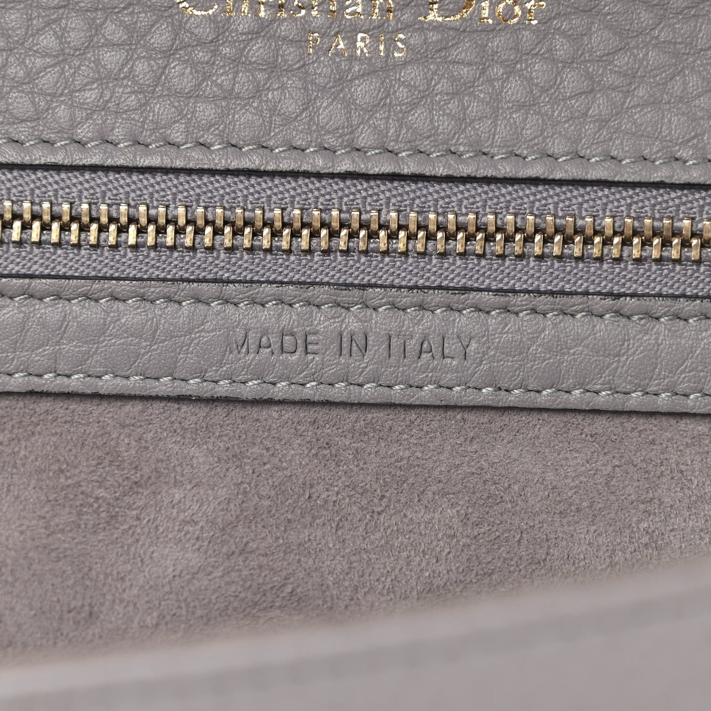 Grained Calfskin Medium Diorama Flap Bag Grey