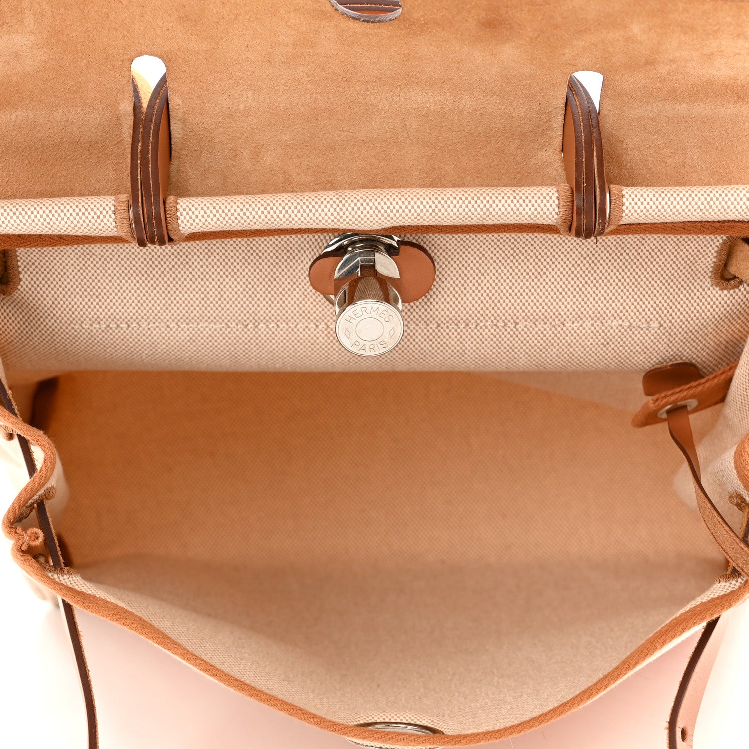 Hermes Vache Hunter Toile Pegase Pop Herbag Zip Retourne 31 PM Capucine Ecru 6 of 11