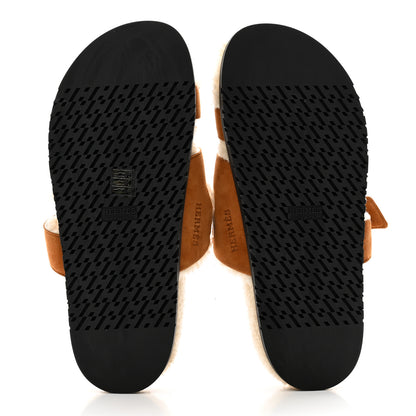 Hermes Suede Goatskin Woolskin Womens Chypre Sandals 41 Naturel Ecru 5 of 8