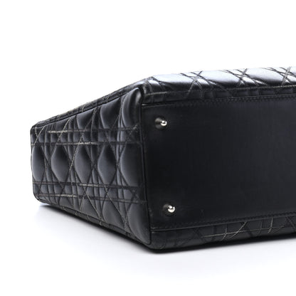 Christian Dior Lambskin Cannage Contrast Stitch Medium Lady Dior Black 8 of 9