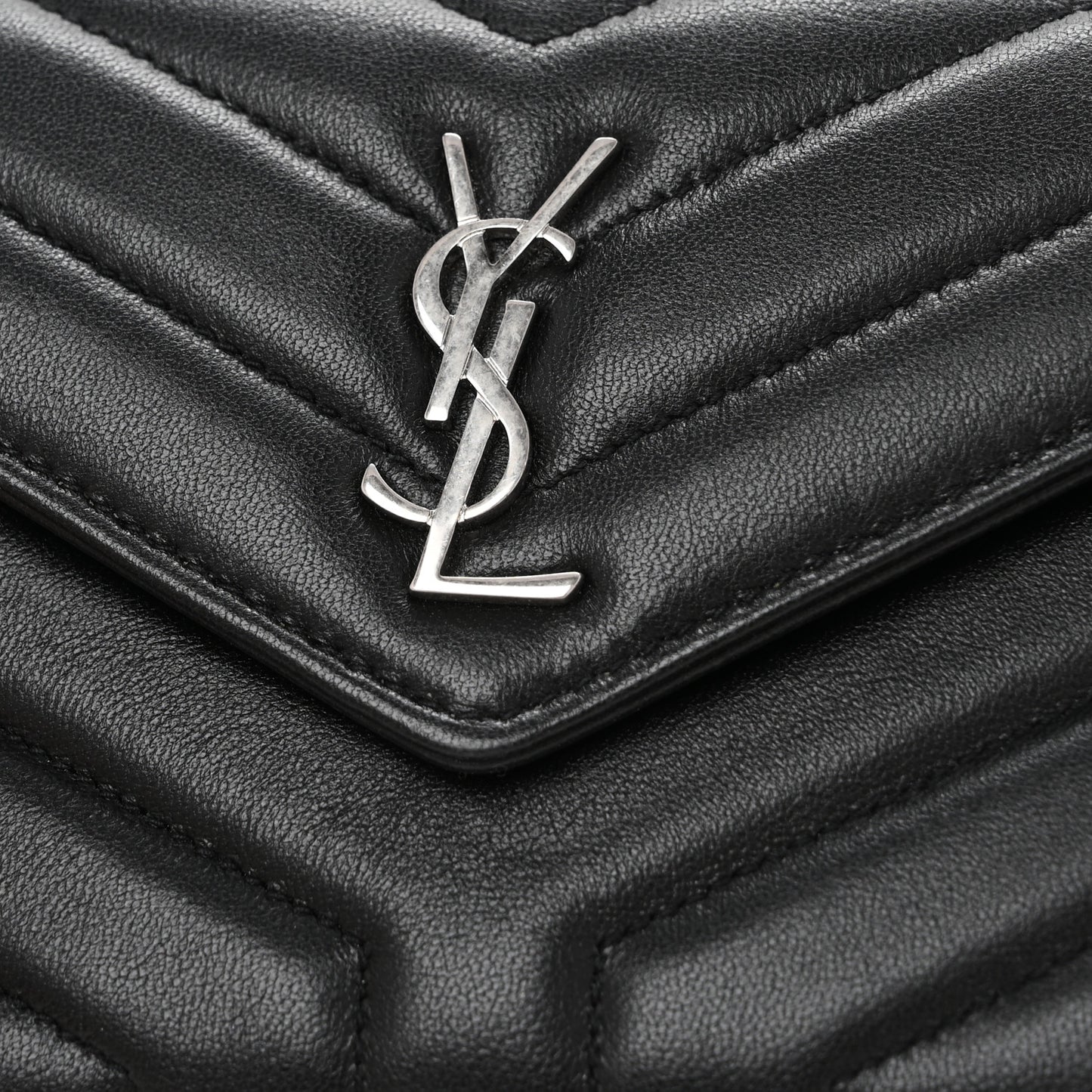 Lambskin Y Quilted Monogram Large Loulou Flap Wallet Black