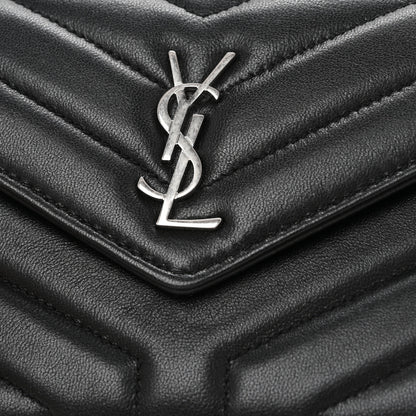 Saint Laurent Lambskin Y Quilted Monogram Large Loulou Flap Wallet Black 9 of 11