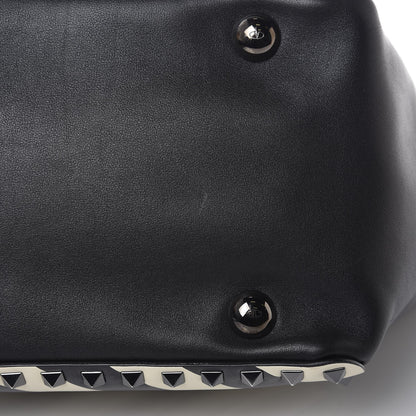 Valentino Garavani Calfskin Chevron Medium Rockstud Tote Light Ivory Black 9 of 9
