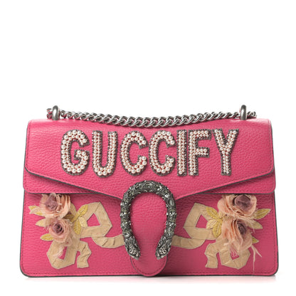 Gucci Pebbled Calfskin Embellished Guccify Small Dionysus Shoulder Bag Rosa 1 of 16