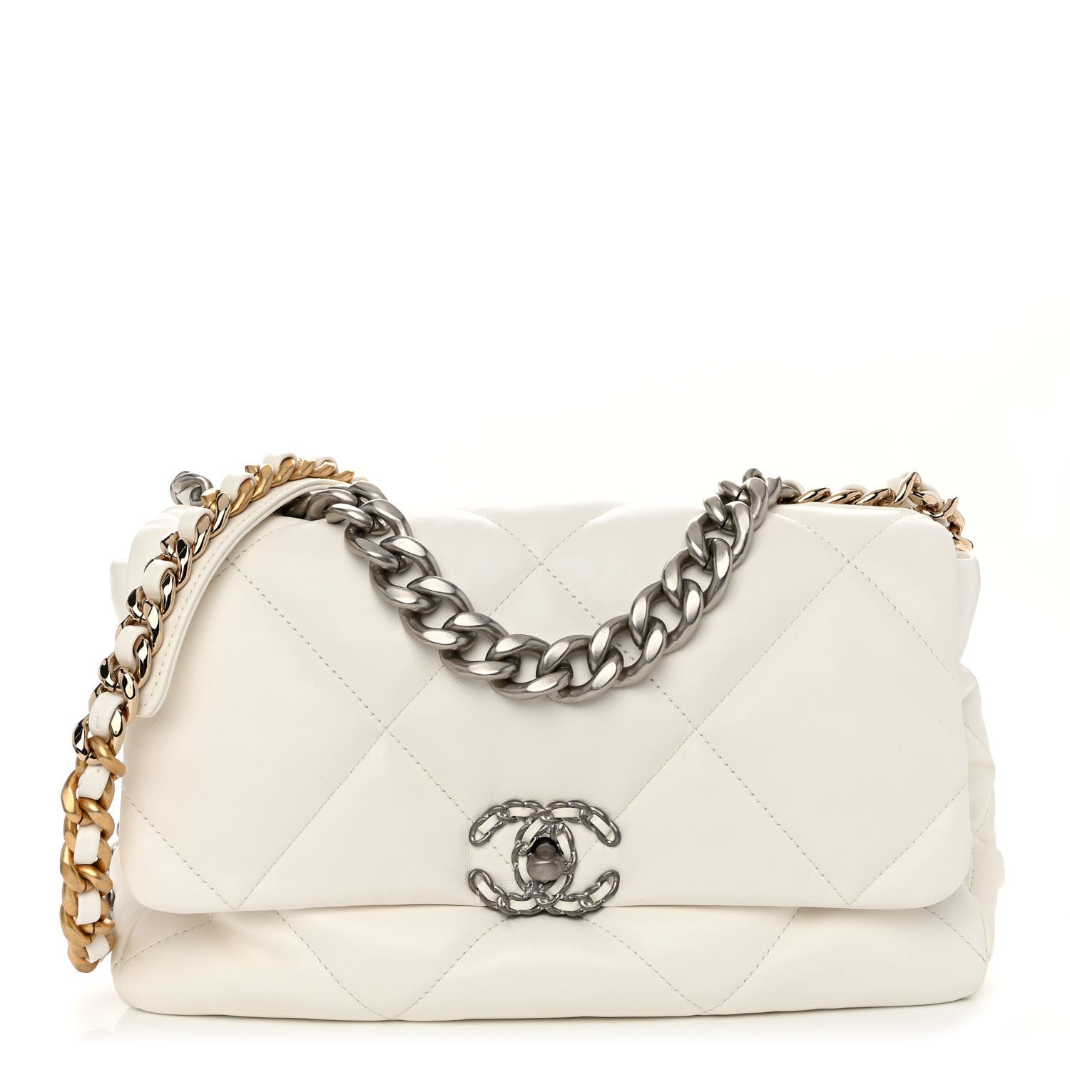 Chanel Lambskin Quilted Large Chanel 19 Flap White 1 of 10