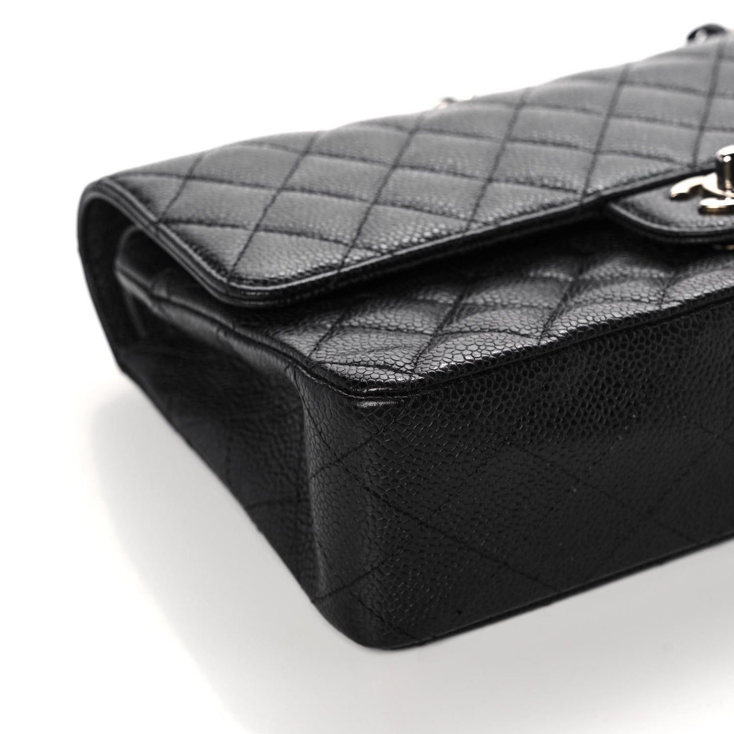 Caviar Quilted Medium Double Flap Black