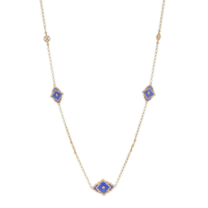 Buccellati 18K Yellow Gold Diamond Enamel Opera Tulle Necklace Blue 1 of 3
