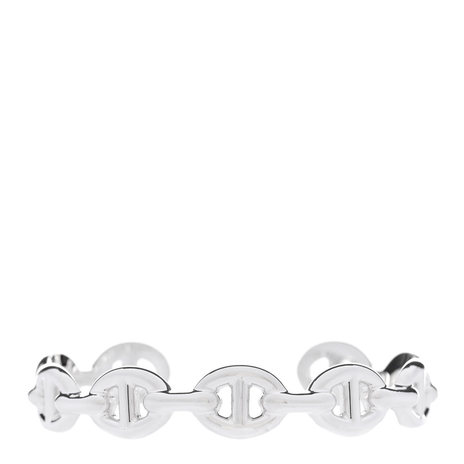 Hermes Sterling Silver MM Chaine d'Ancre Enchainee Cuff Bracelet SH 1 of 6