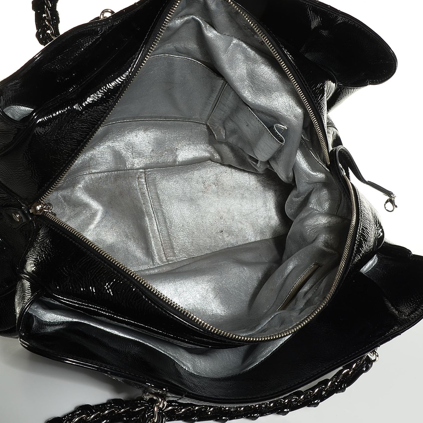 Patent Calfskin Large Luxe Ligne Tote Black
