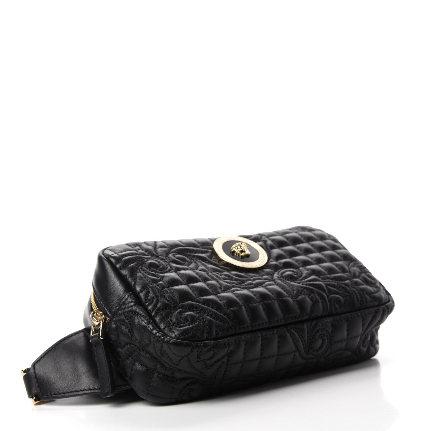 Versace Nappa Barocco Quilted Vanitas Medea Belt Bag Black 4 of 9