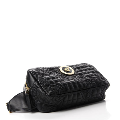 Versace Nappa Barocco Quilted Vanitas Medea Belt Bag Black 4 of 9