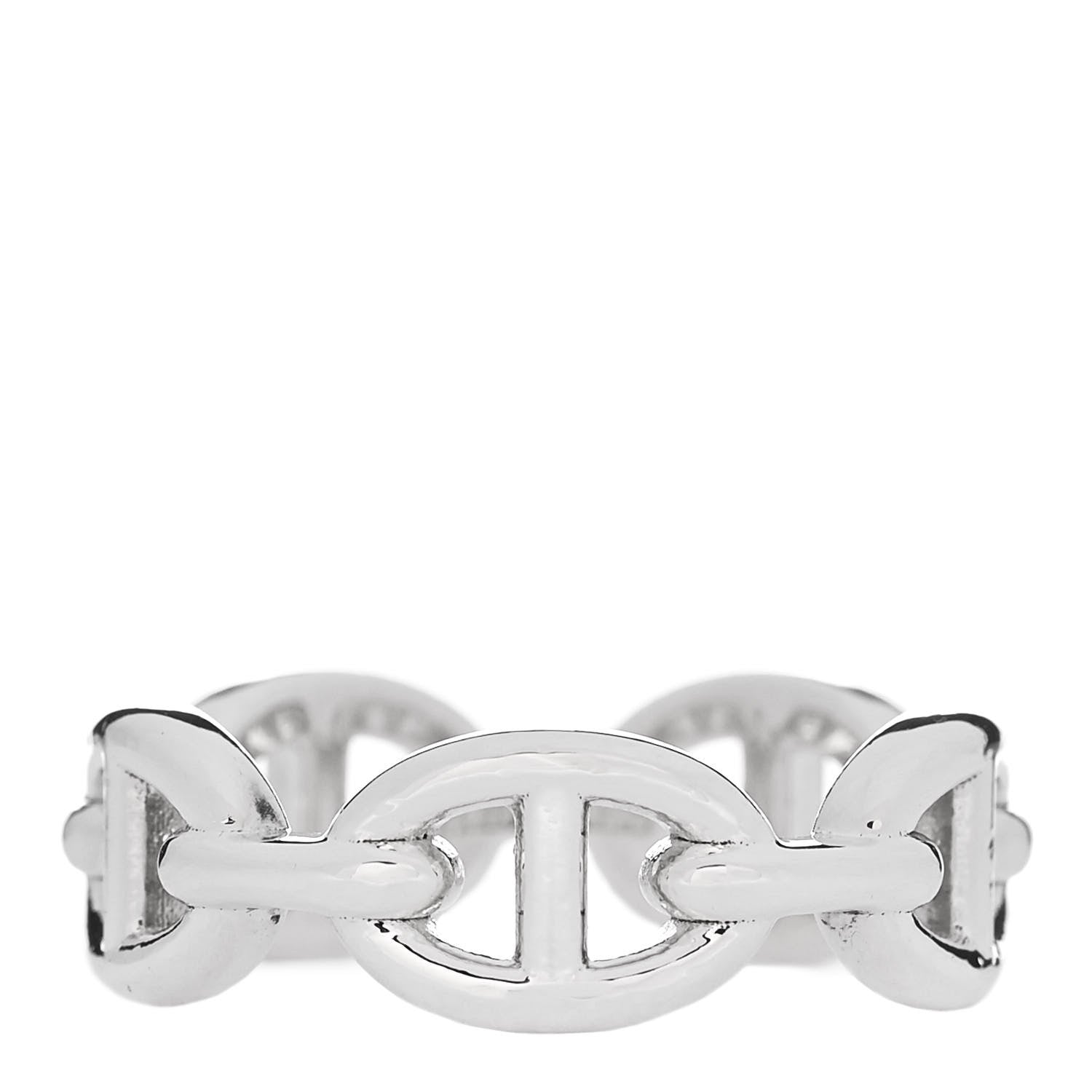 Hermes Sterling Silver PM Chaine d'Ancre Enchainee Band Ring 55 7.25 1 of 9