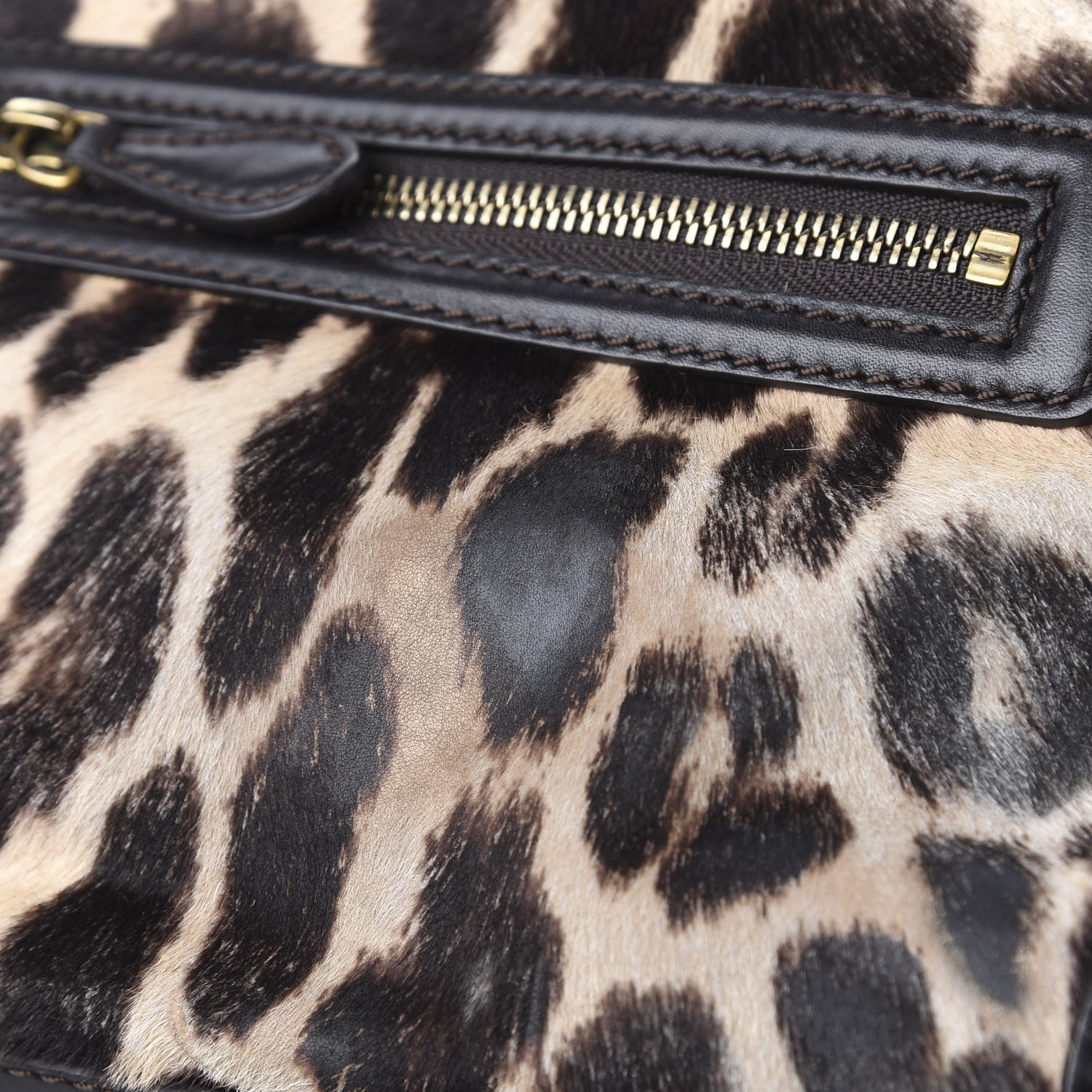 Celine Leopard Pony Hair Mini Luggage Brown 14 of 18