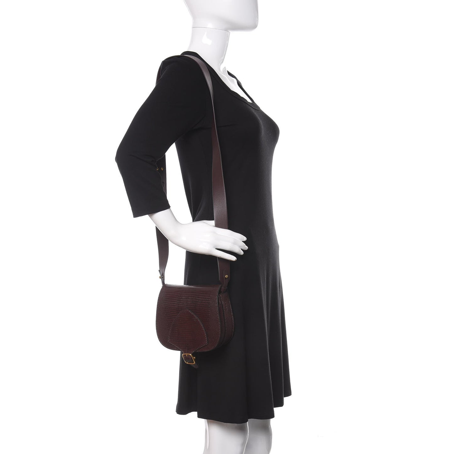 Lizard Square Satchel Dark Mahogany