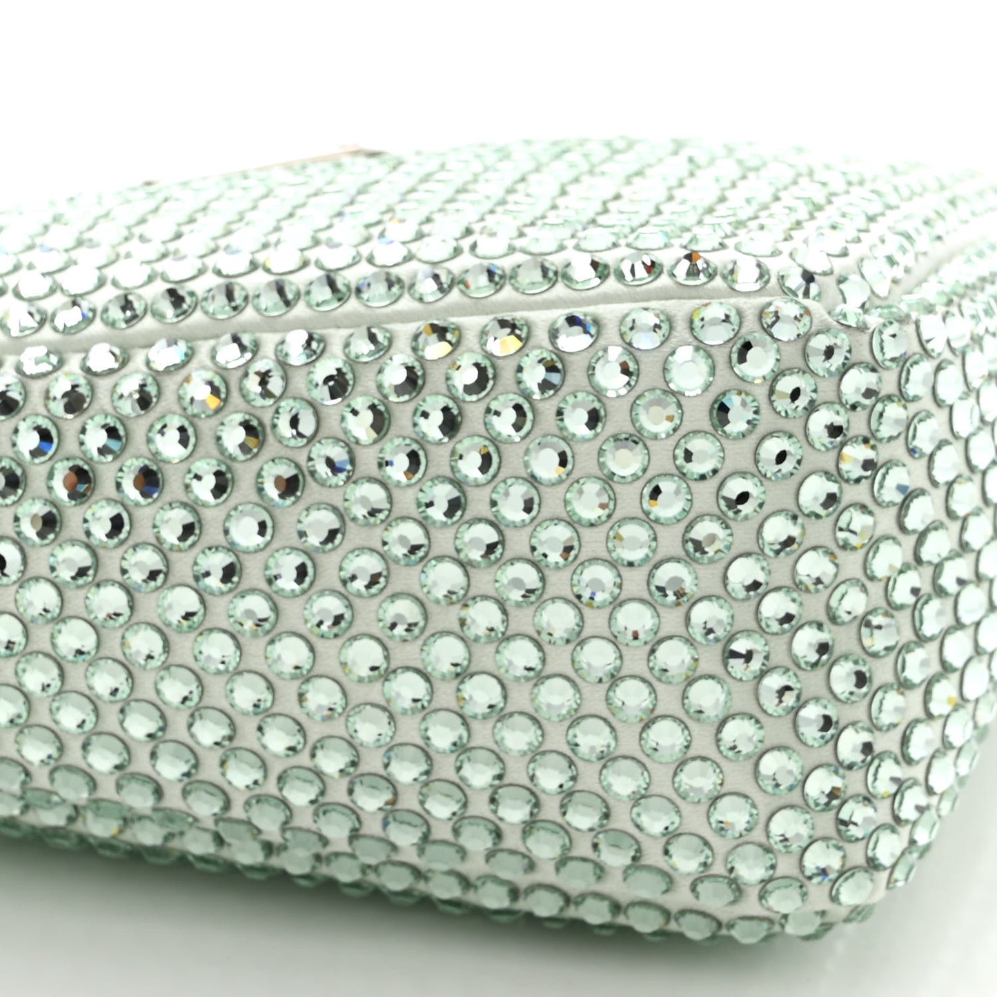 Satin Crystal Triangle Pouch Acqua