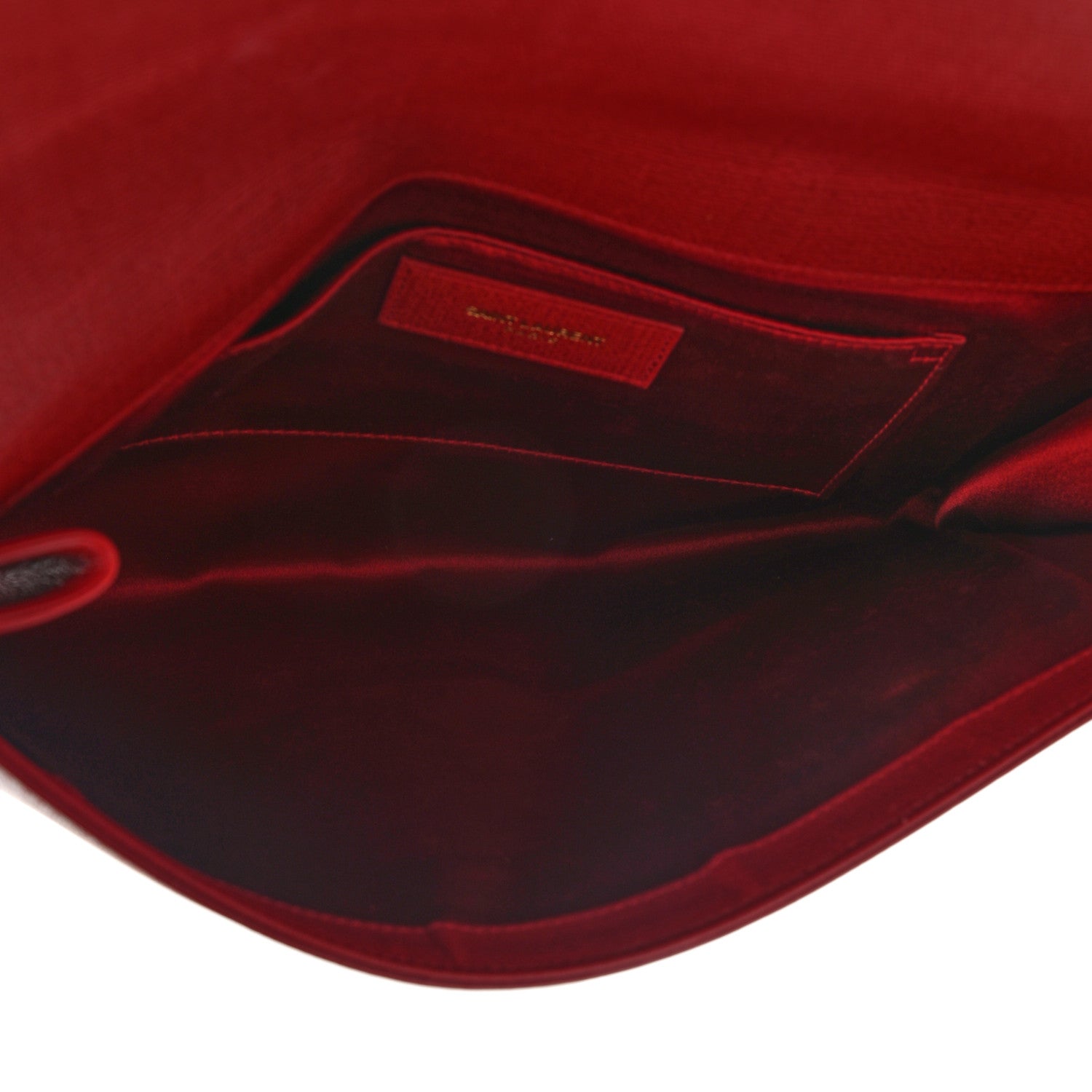 Saint Laurent Textured Calfskin Classic Y Ligne Clutch Red 6 of 13