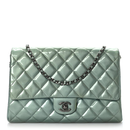 Chanel Patent Quilted Clutch with Chain Flap Blue 1 of 9