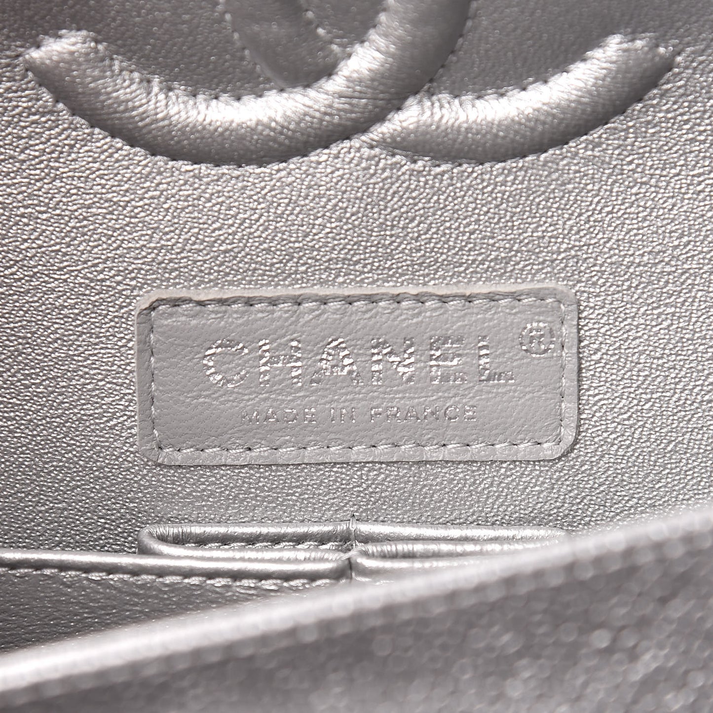 Metallic Caviar Quilted Medium Double Flap Silver