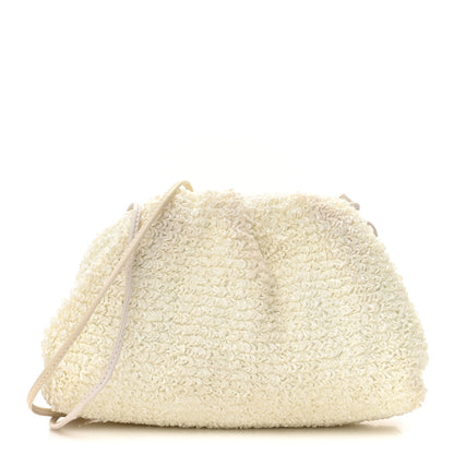 Bottega Veneta BOTTEGA VENETA Boucle Curly Raffia The Mini Pouch White Chalk 1 of 11