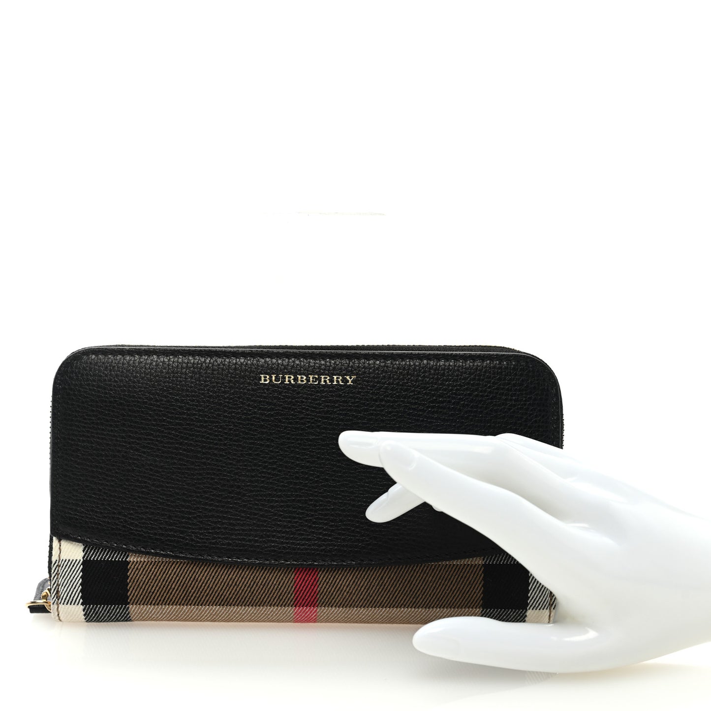 Calfskin Haymarket Check Elmore Zip Around Wallet Black