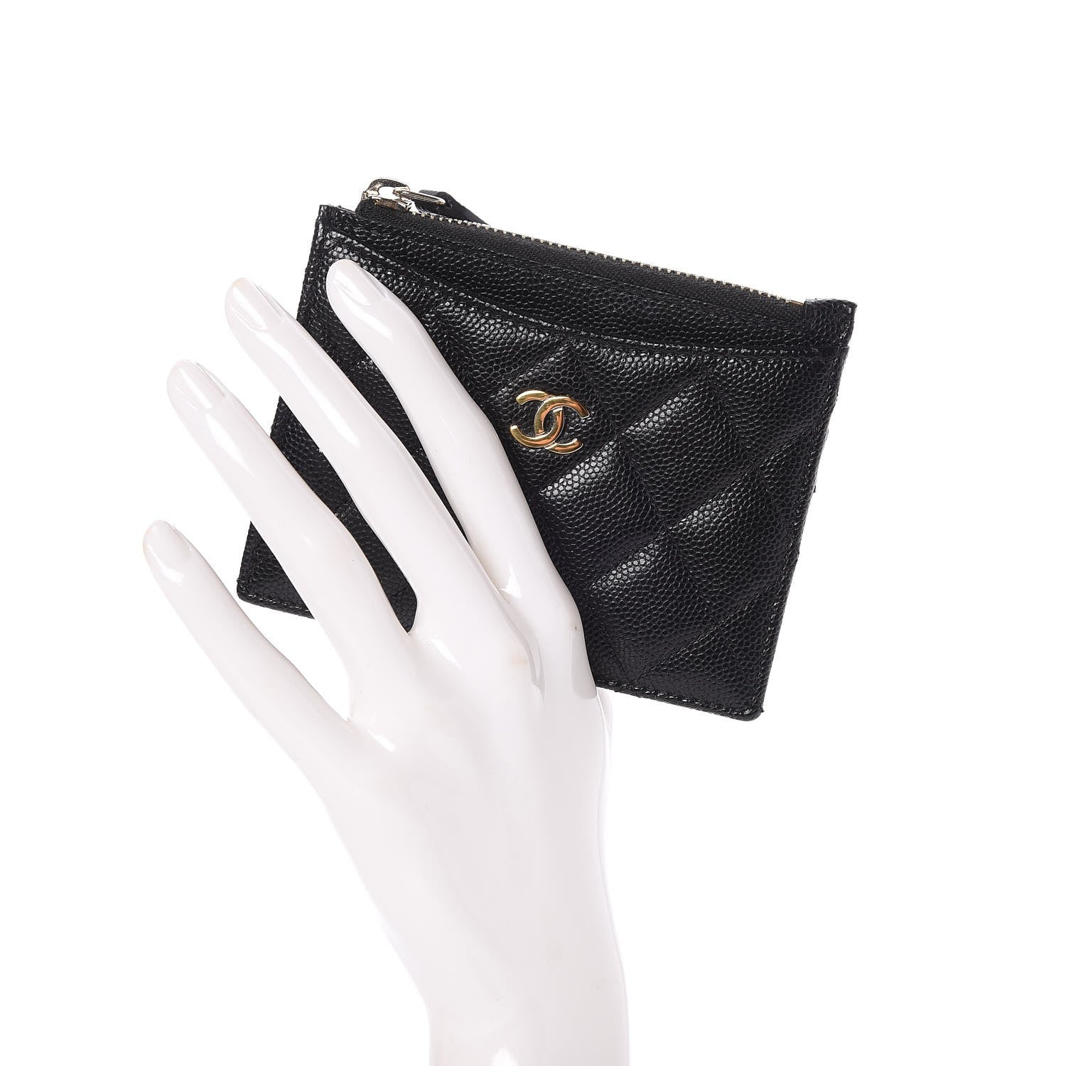Chanel Caviar Quilted CC Zip Card Holder Black 2 of 8