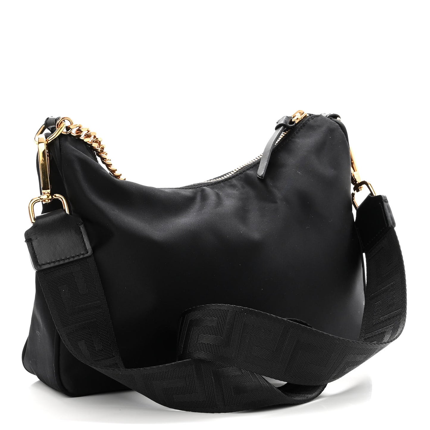 Nylon Tribute Chain Crossbody Shoulder Bag Black