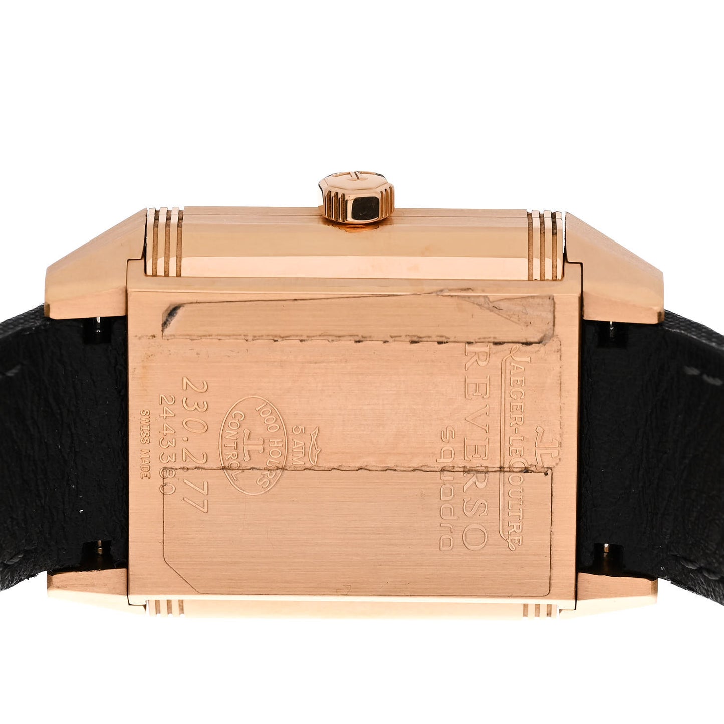 18K Rose Gold Fabric 35mm Reverso Squadra Hometime Automatic Watch Q7002420