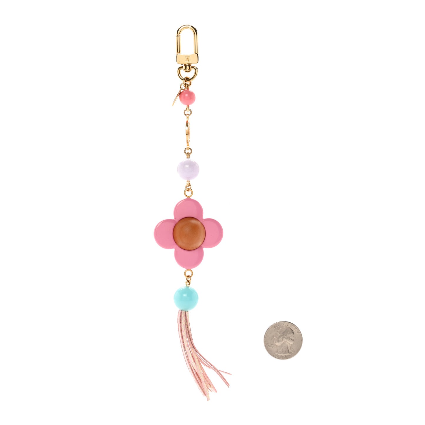 Resin Wood Vivienne Bag Charm Fuchsia Ecru White Caramel
