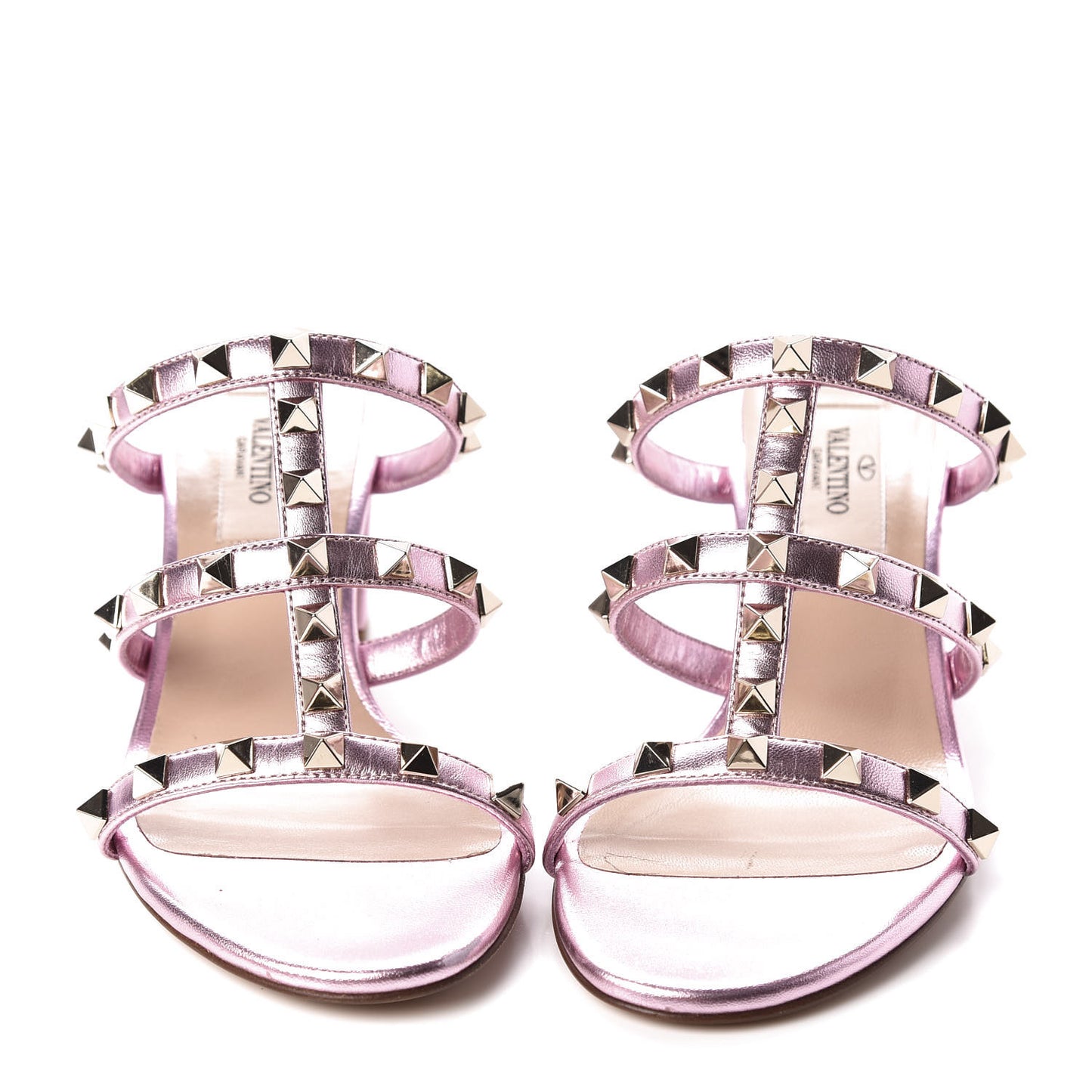 Metallic Nappa Rockstud 60mm Caged Slide Sandals 35 Giacinto