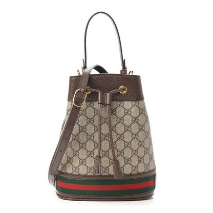 Gucci GG Supreme Monogram Web Small Ophidia Bucket Bag Brown 1 of 10
