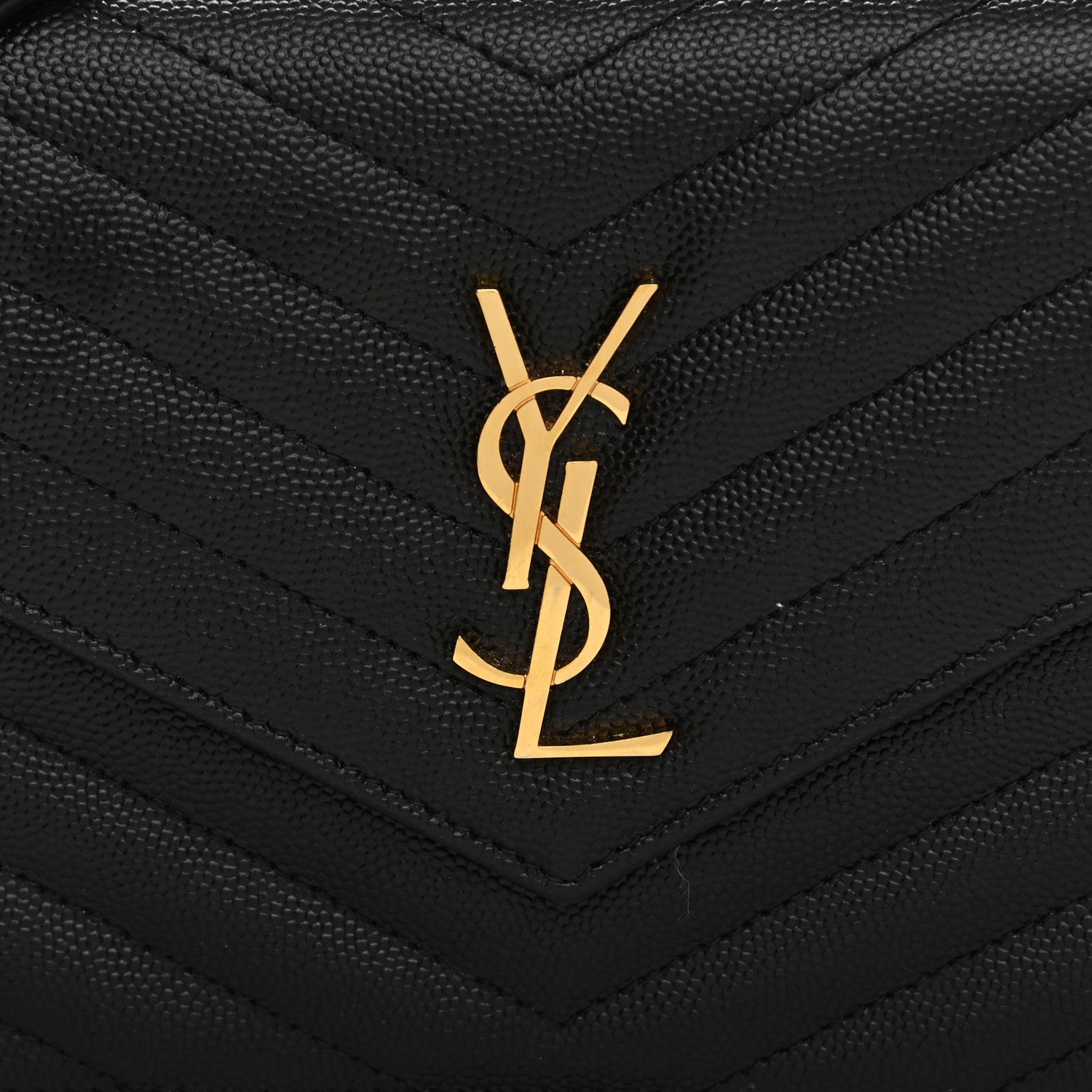 Saint Laurent Grain De Poudre Matelasse Chevron Monogram Envelope Chain Wallet Black 6 of 7