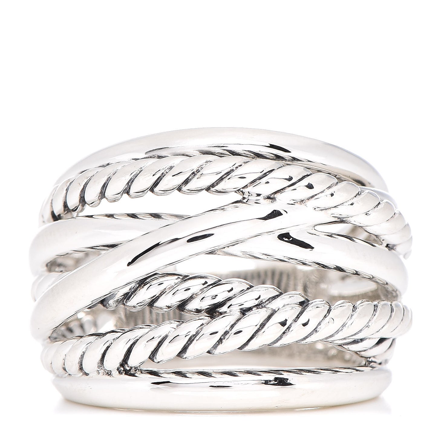Sterling Silver 18mm Wide Crossover Cable Ring 53 6.5