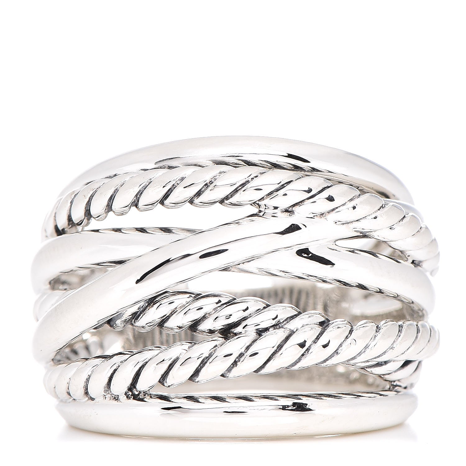 David Yurman Sterling Silver 18mm Wide Crossover Cable Ring 53 6.5 1 of 5