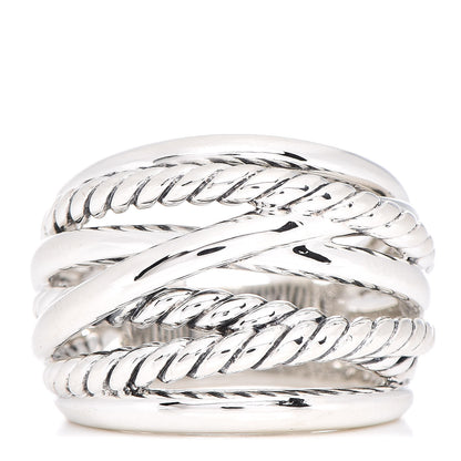 David Yurman Sterling Silver 18mm Wide Crossover Cable Ring 53 6.5 1 of 5