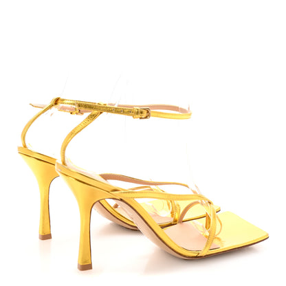 Bottega Veneta Laminated Calfskin Stretch Multi Strap 90mm Sandals 41 Gold 5 of 9