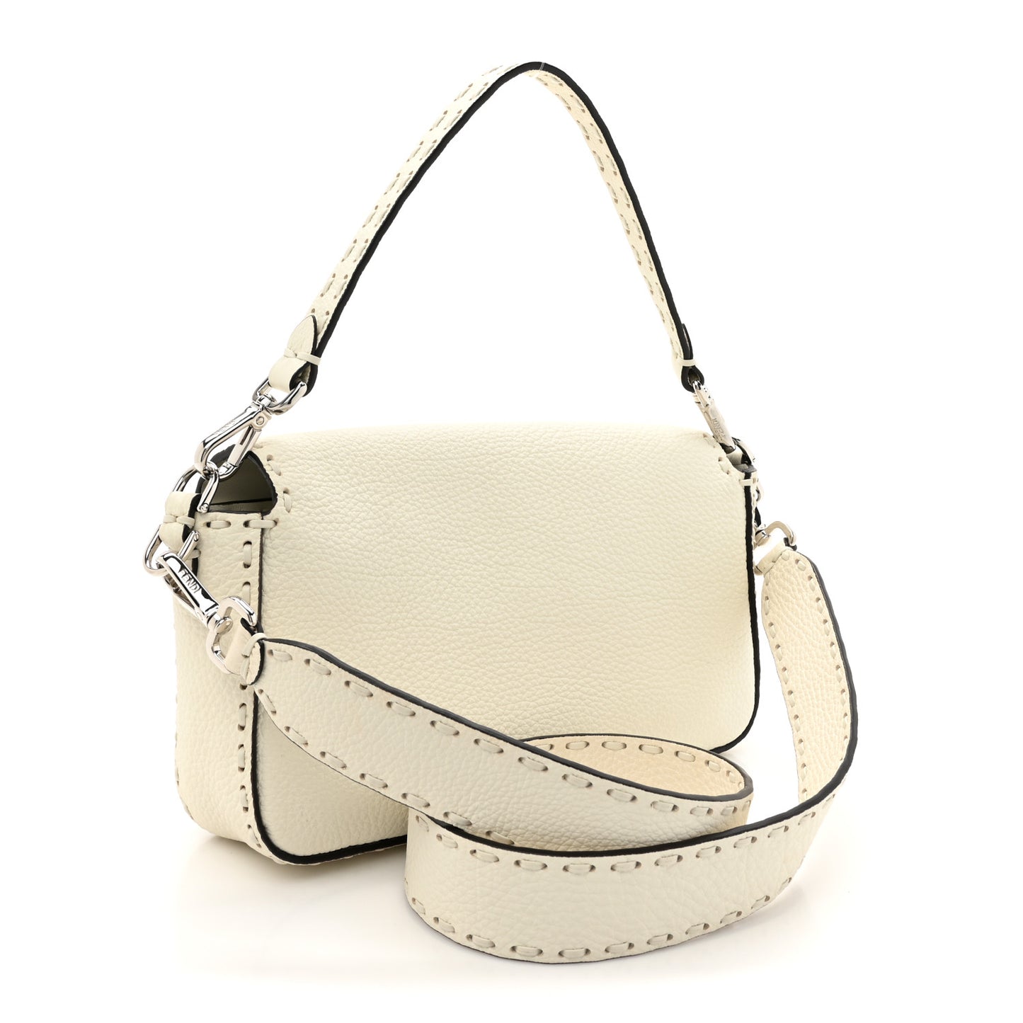 Cuoio Roma Sellerissima Nappa Sintetica Tape Stitch Baguette Bianco Ice