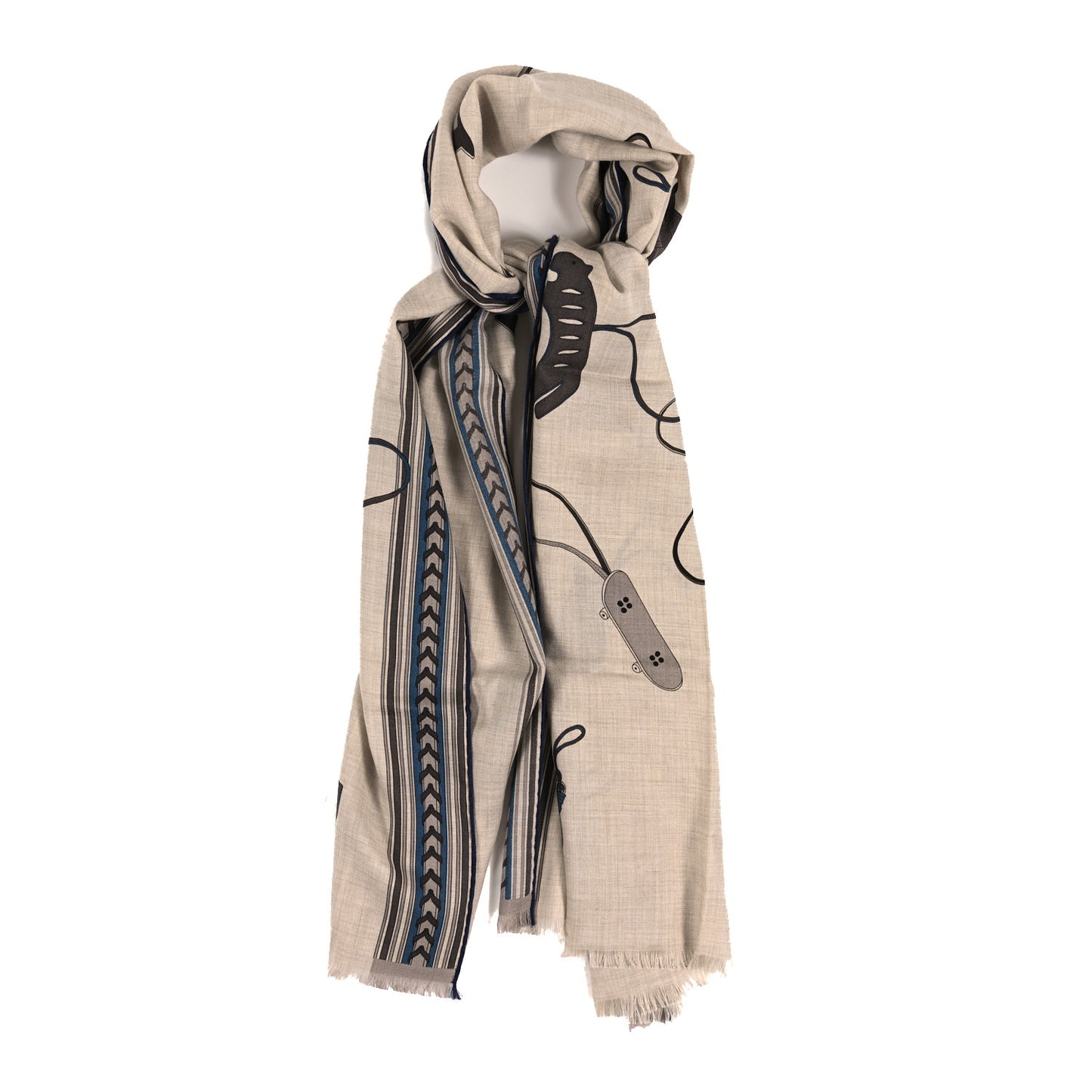 Cashmere Silk Et Gris Gris Rectangle Scarf Naturel Taupe Beige