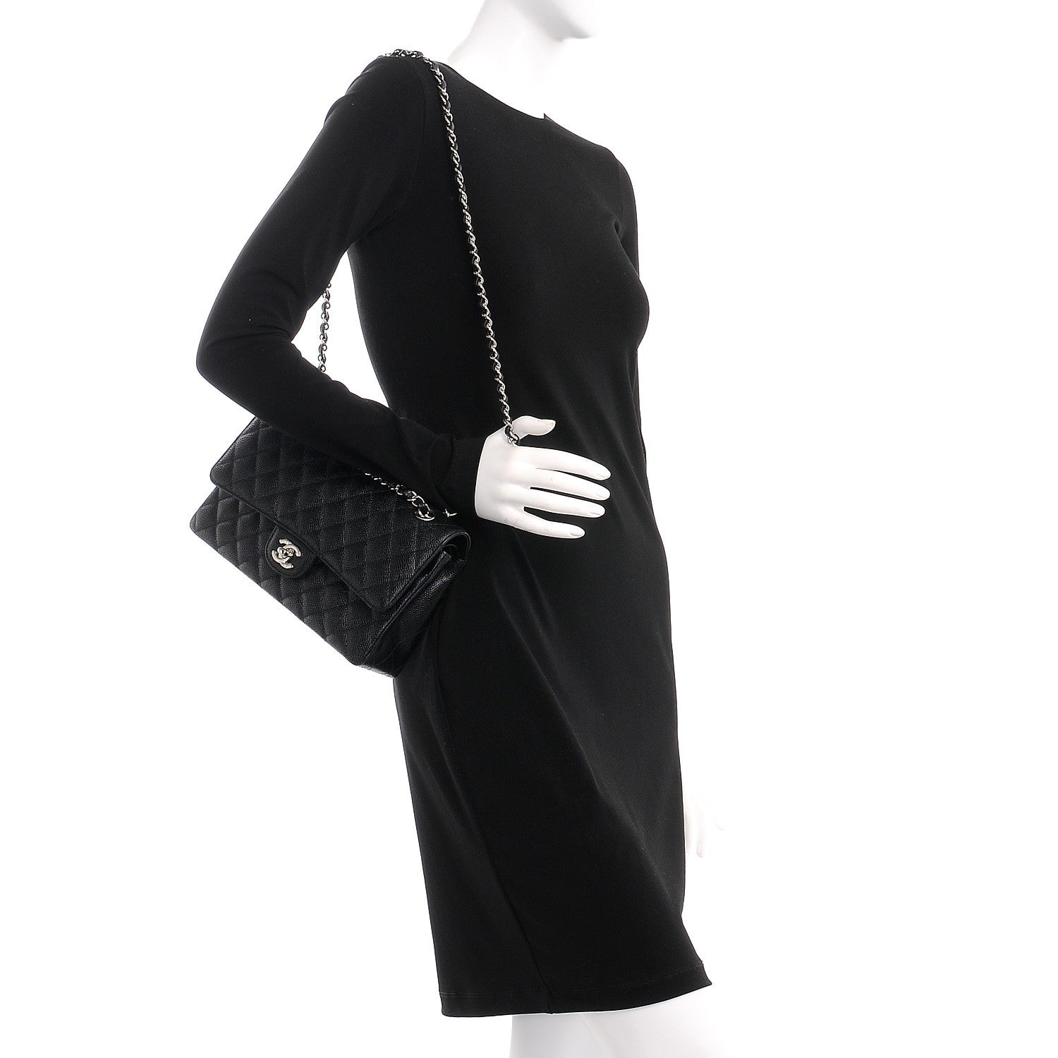 Chanel Caviar Quilted Medium Double Flap Black 2 of 8