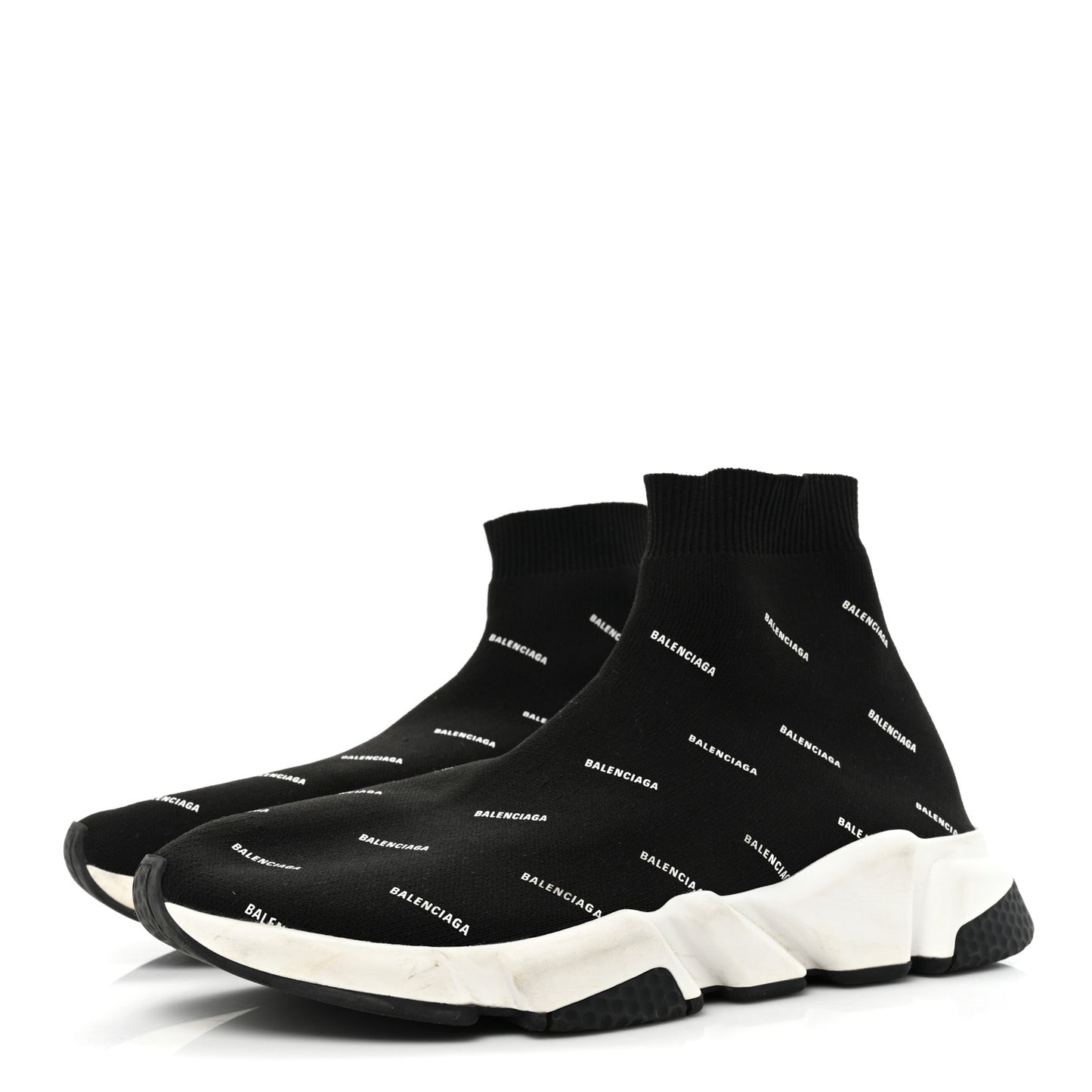 Neoprene Knit Allover Logo Bi-Color Sole Mens Speed Sneakers 11 Black White