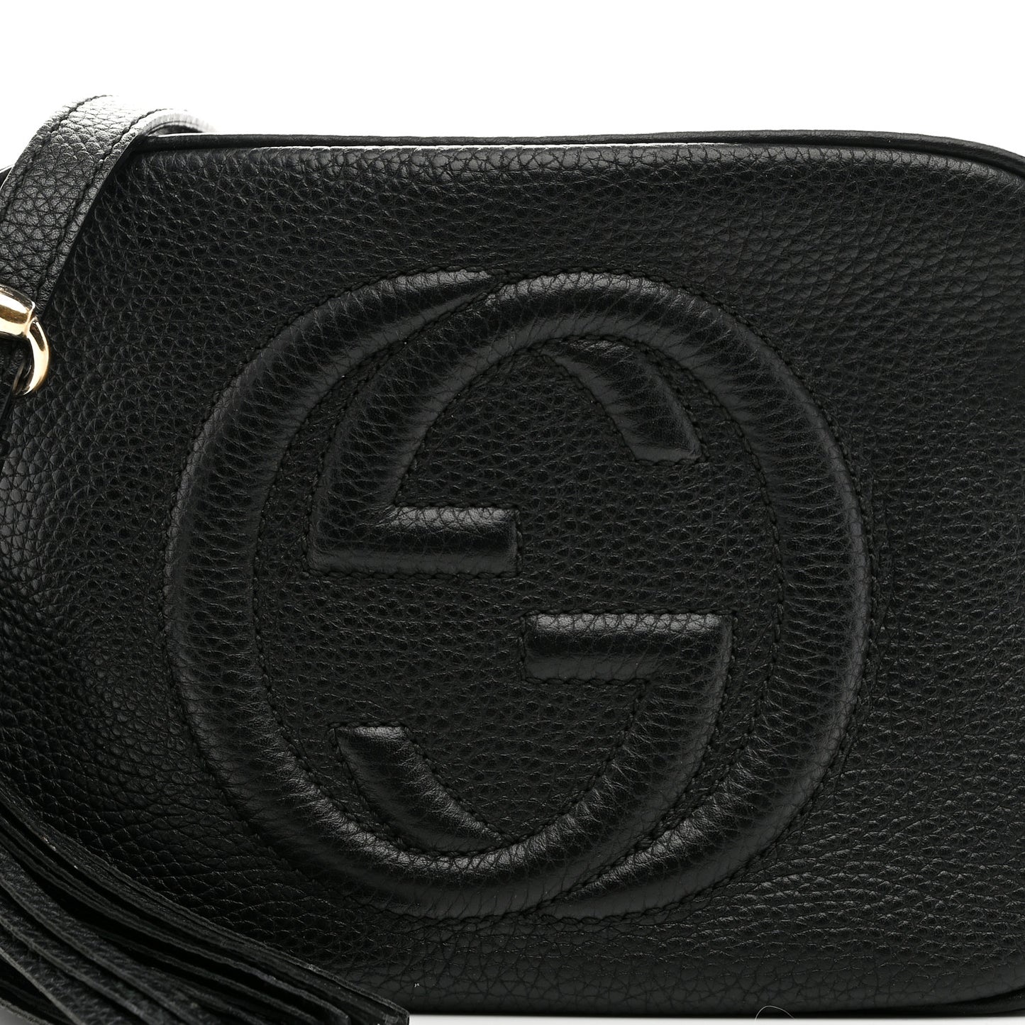 Pebbled Calfskin Small Soho Disco Bag Black