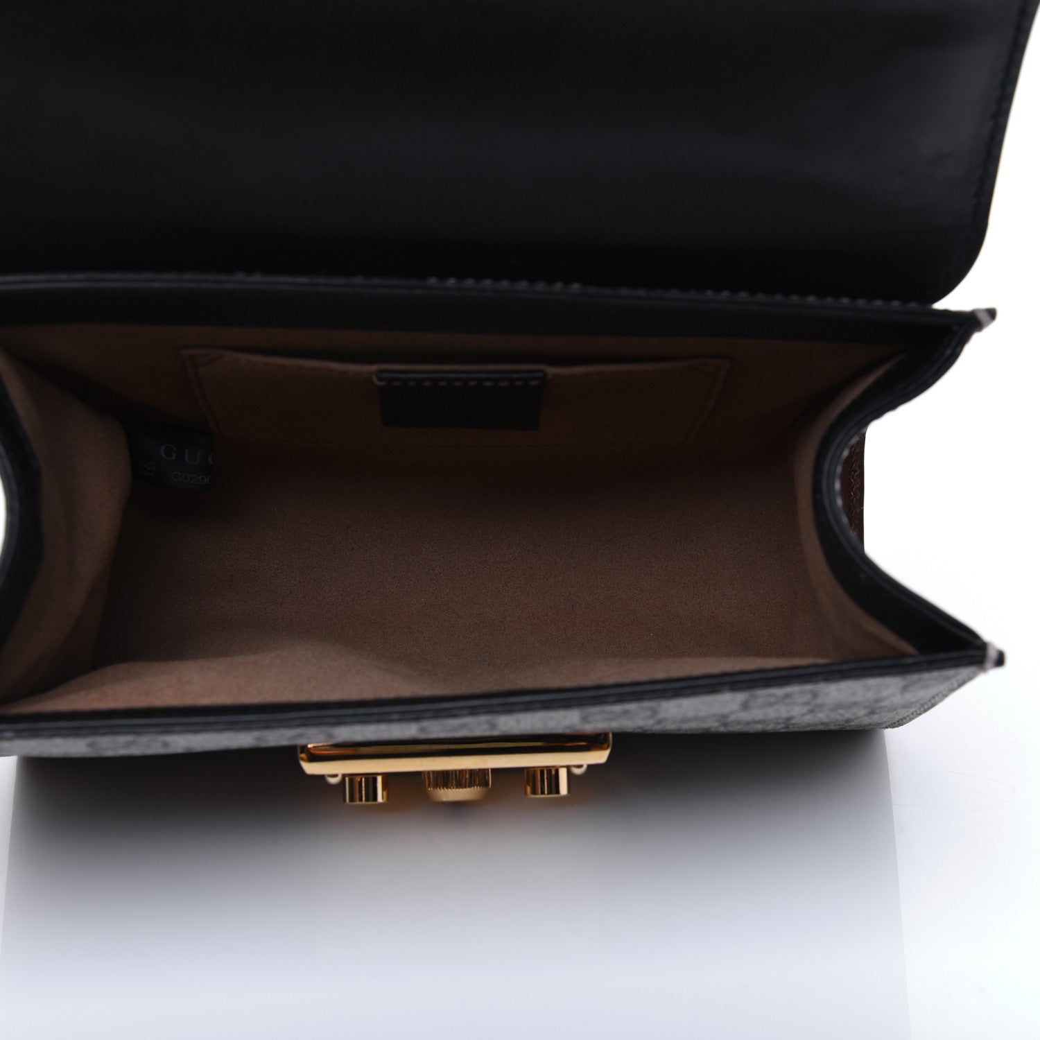 Gucci GG Supreme Monogram Calfskin Small Padlock Shoulder Bag Beige Black Cuir 5 of 20