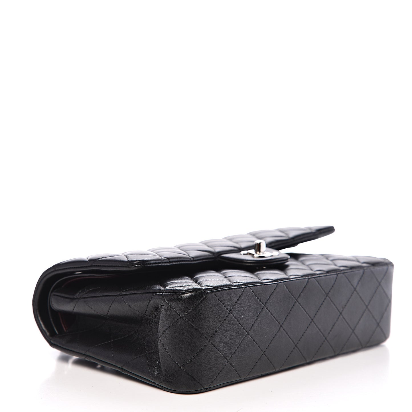 Lambskin Quilted Medium Double Flap Black